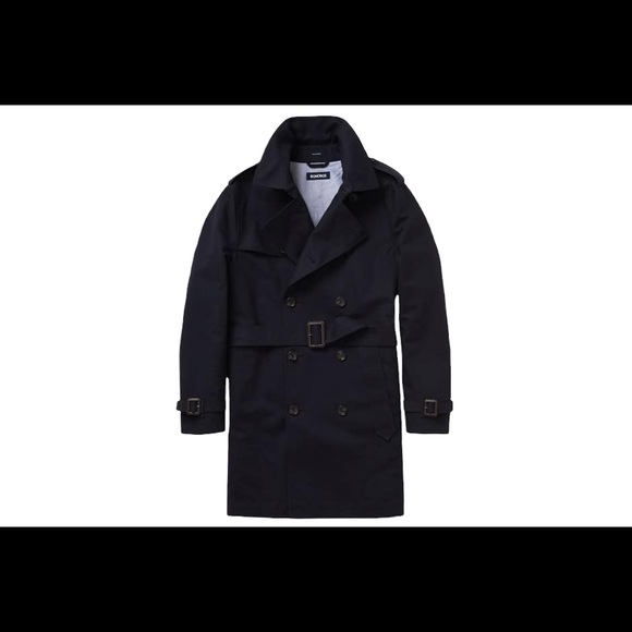 Bonobos Belted Trench Coat – Men’s Large, Navy Blue - Picture 2 of 8
